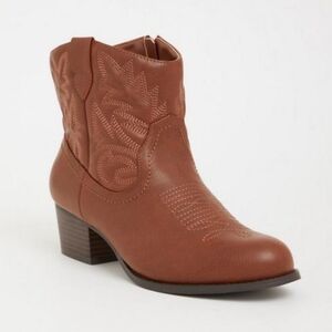 Torrid Stitched Cowboy Bootie Brown Size 10.5